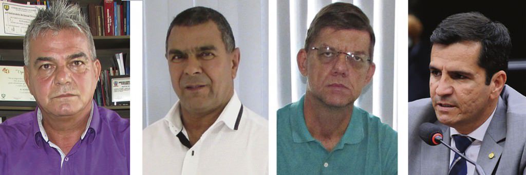 Terceiras vias: Venturini, do PPL; Oswaldino Marinho, do PRTB; Gideão Svensson, do PR e Givaldo Vieira, do PT, tentam votos dos insatisfeitos com Audifax e Vidigal. Foto: Arquivo TN